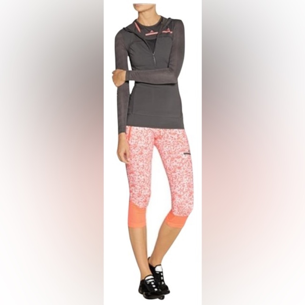 Adidas by Stella McCartney Run 3/4 Low Rise Tig Pri Leggings in Pink & White